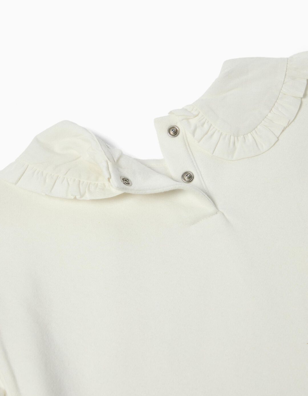 Sweatshirt com Gola, Menina, Branco 