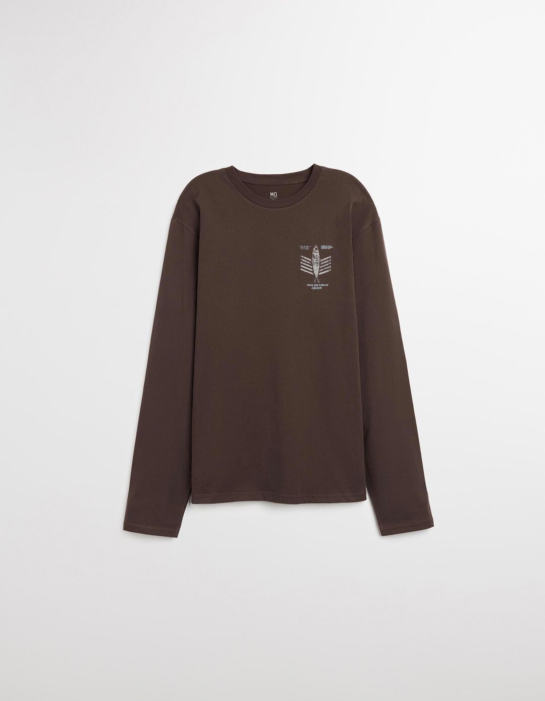 T-shirt Manga Comprida, Homem, Castanho Escuro