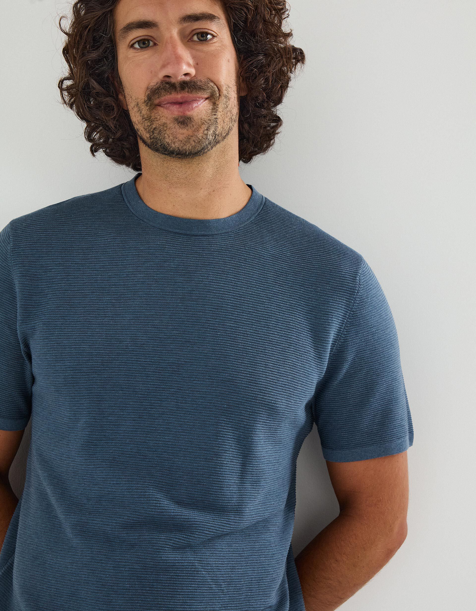 Comprar Online T-shirt de Malha, Homem, Azul 