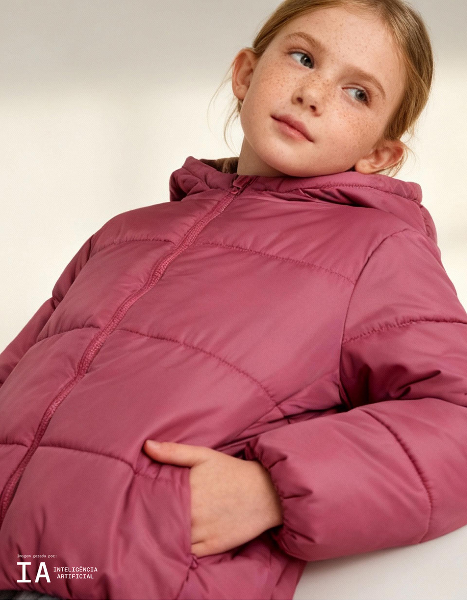 Comprar Online Casaco Acolchoado Capuz, Menina, Rosa Escuro