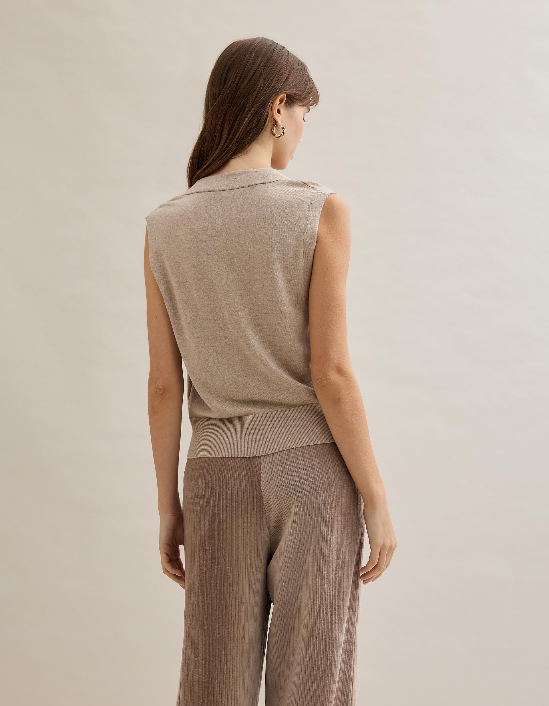 Comprar Online Colete com Caxemira, Mulher, Bege Claro