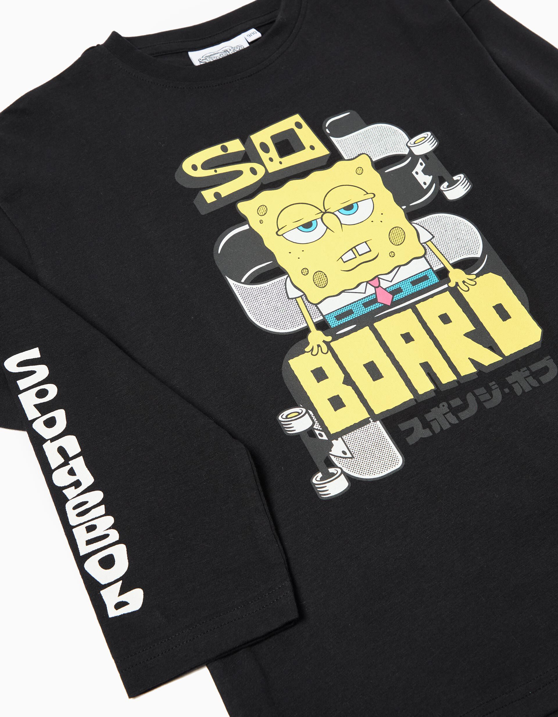 Comprar Online T-shirt de Manga Comprida 'SpongeBob', Menino, Preto