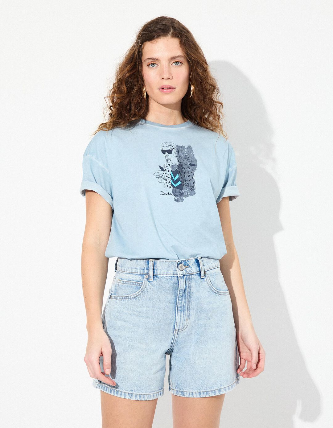 T-shirt, Mulher, Azul