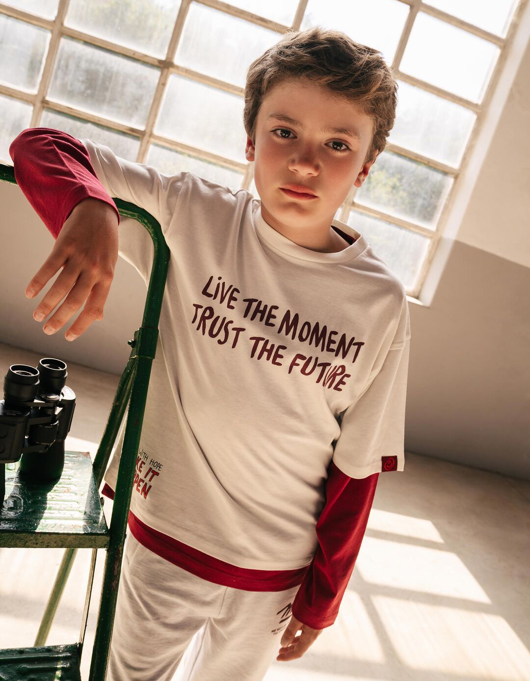 T-shirt Estampada 'Loose Fit', Menino, Branco