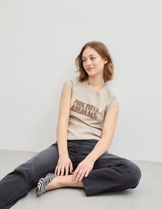 Comprar Online T-shirt Pink Floyd, Mulher, Bege