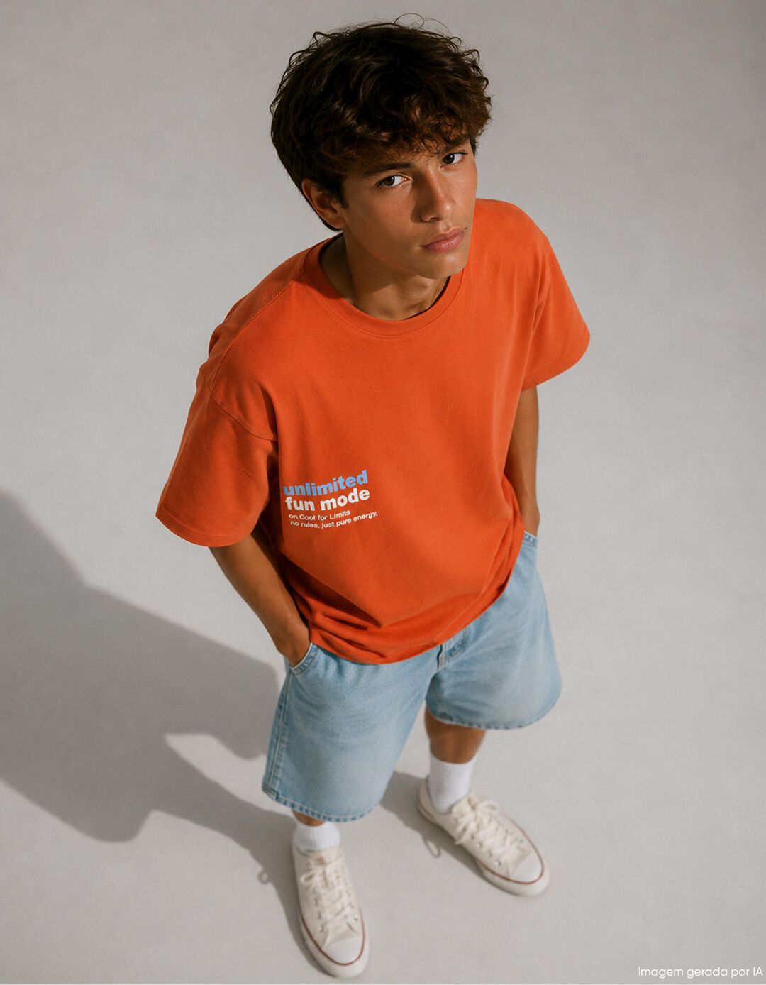 T-shirt Estampada, Menino, Laranja Escuro