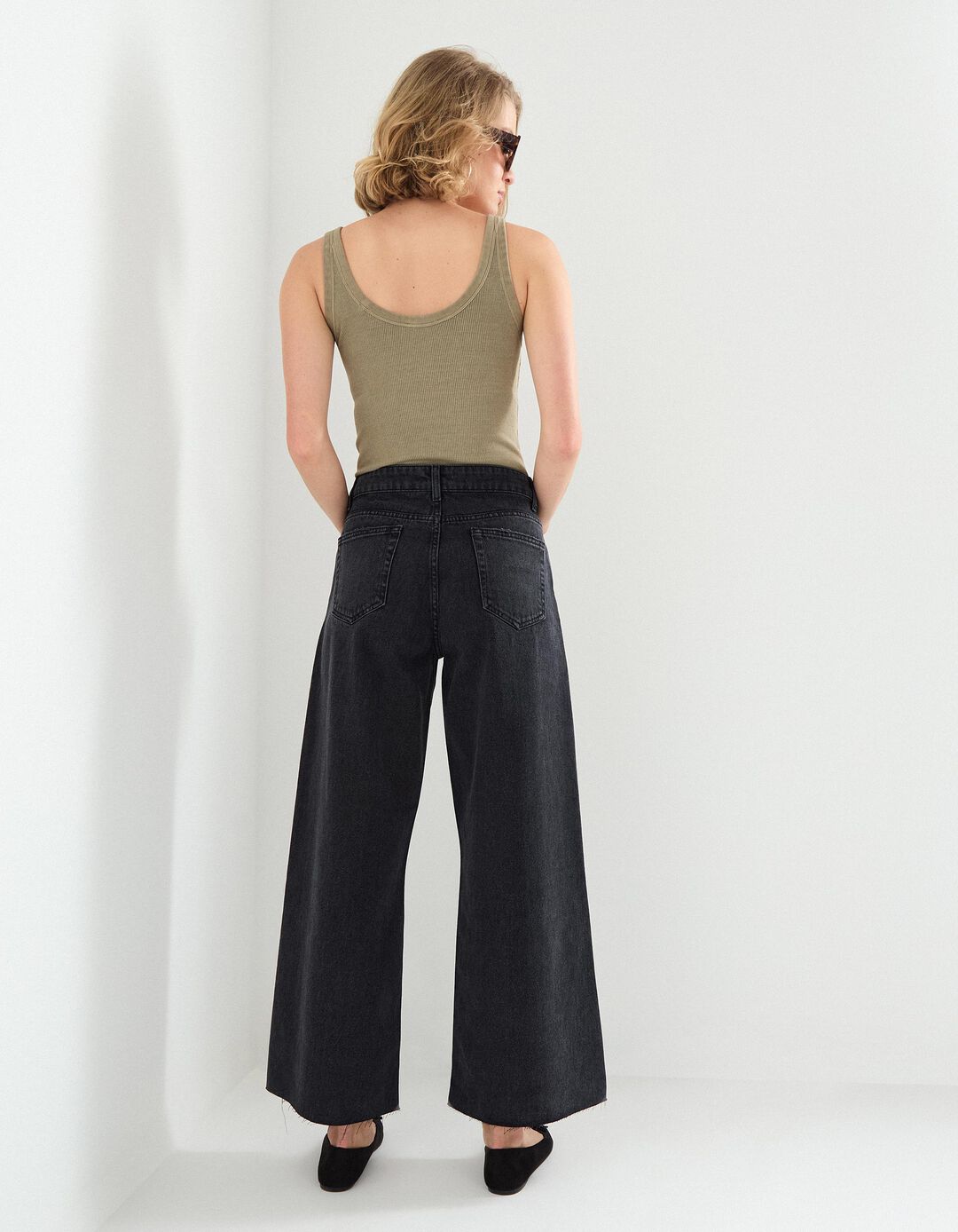 Calças Culotte, Mulher, Preto