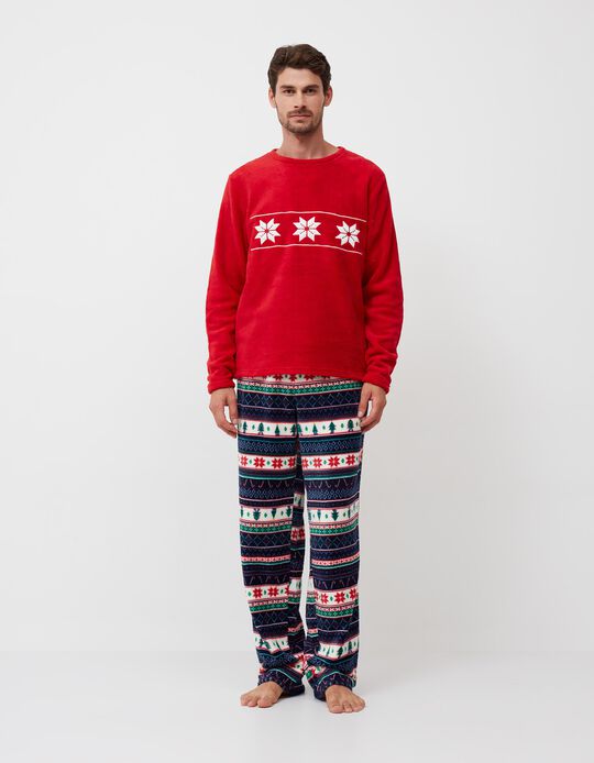 Polar Fleece Pyjamas, Men, Red