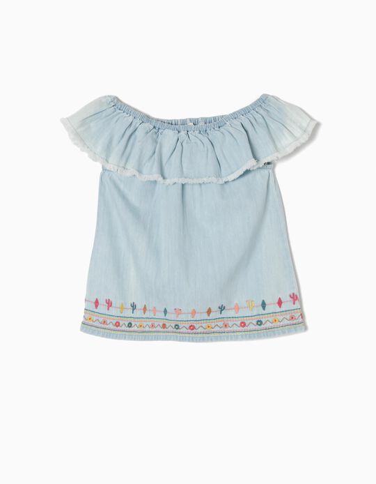 Denim Blouse with Embroideries