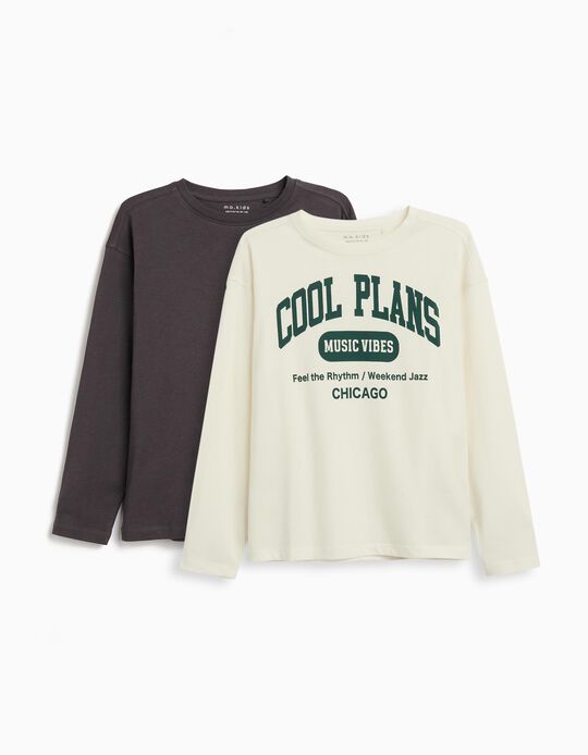 Comprar Online Pack 2 T-shirts de Manga Comprida, Menino, Branco