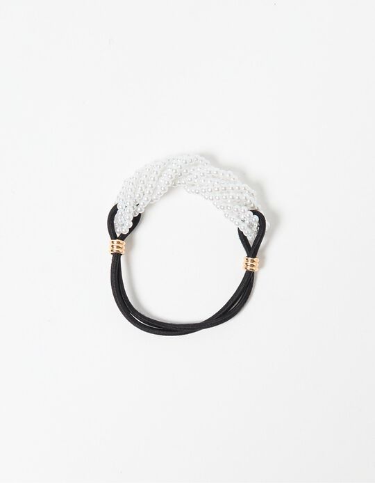 Comprar Online Elástico de Cabelo com Pérolas, Mulher, Preto