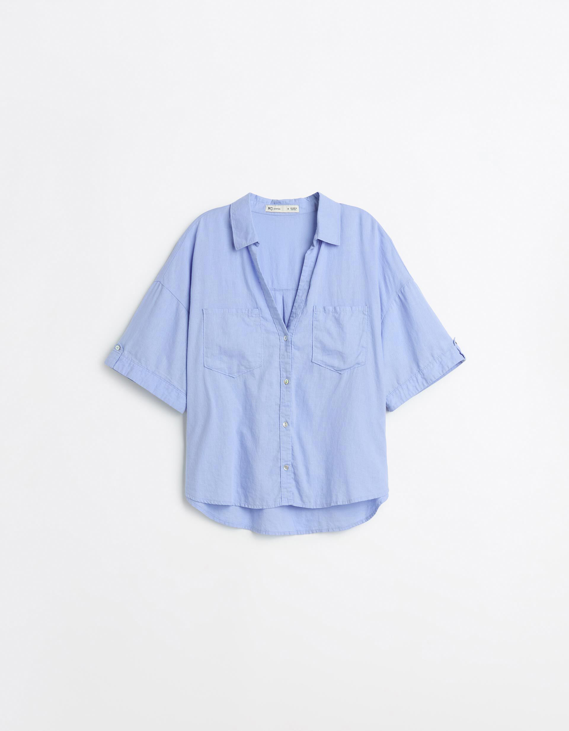 Comprar Online Camisa com Linho, Mulher, Azul Claro