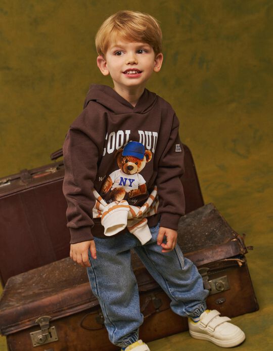 Comprar Online Sweatshirt Estampada Com Capuz, Menino, Castanho