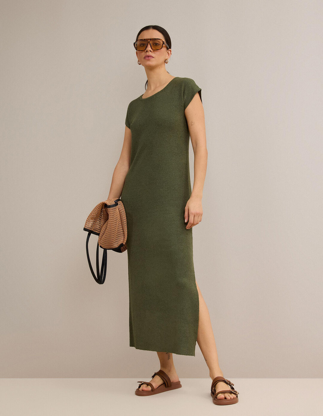 Vestido R&uacute;stico, Mulher, Verde Escuro