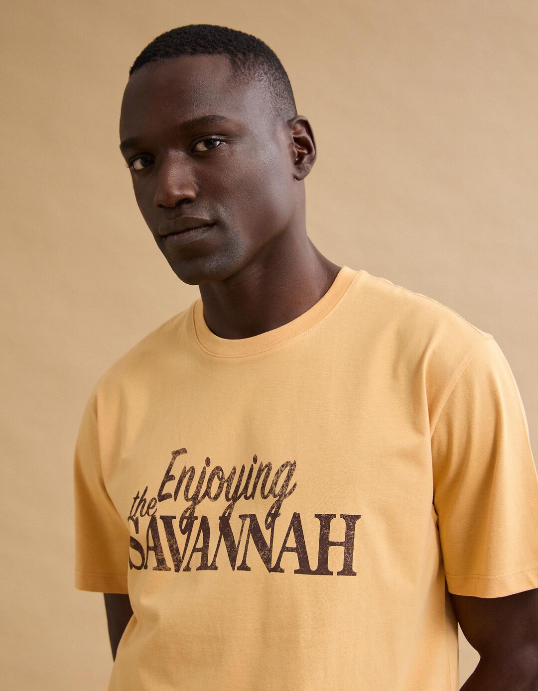 T-shirt Jersey Estampada, Homem, Laranja Claro