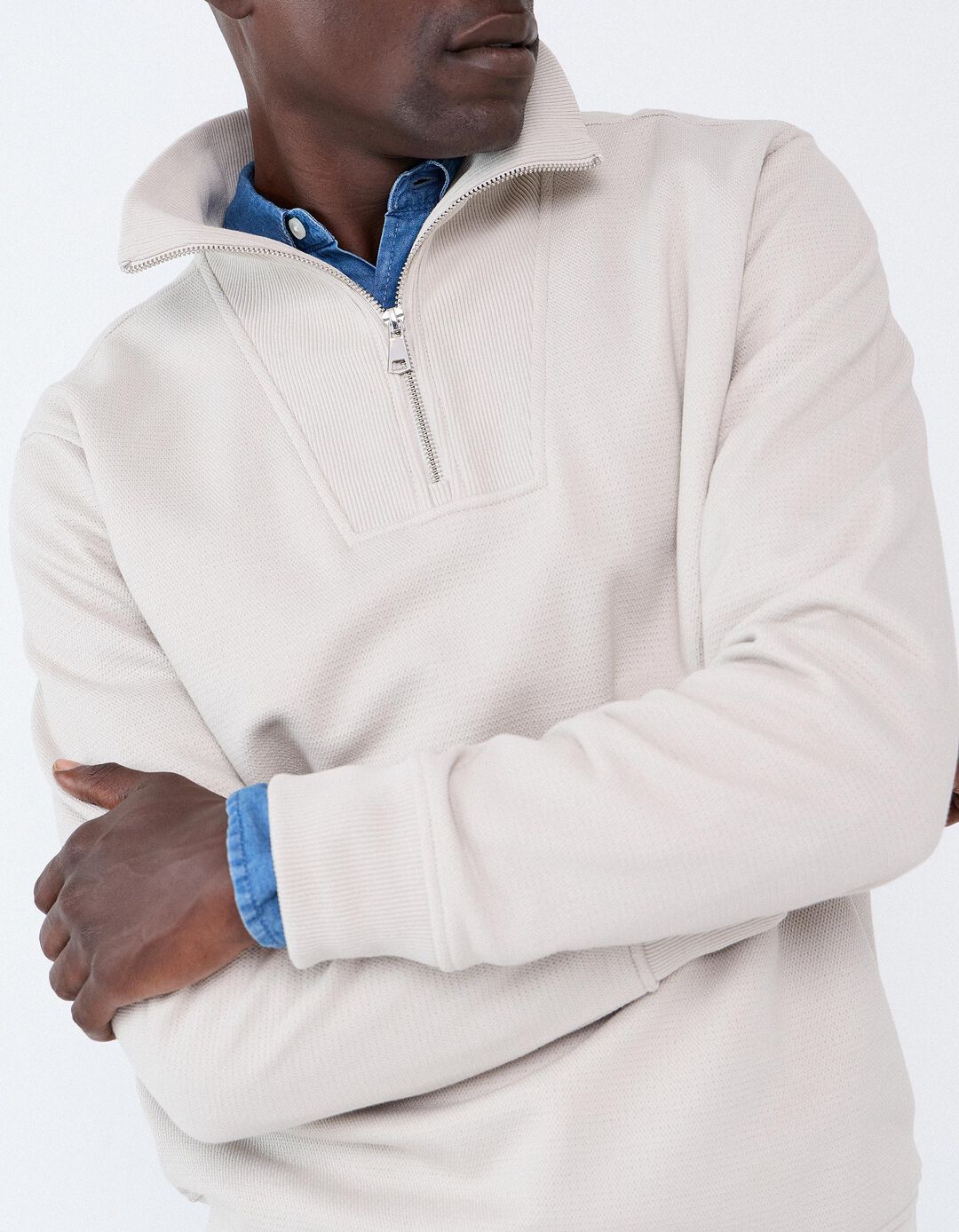 Sweatshirt De Gola Alta, Homem, Bege Claro