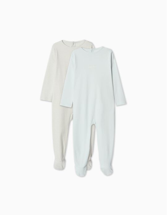 Comprar Online Pack 2 Babygrows Jersey, Bebé Menino, Azul Claro