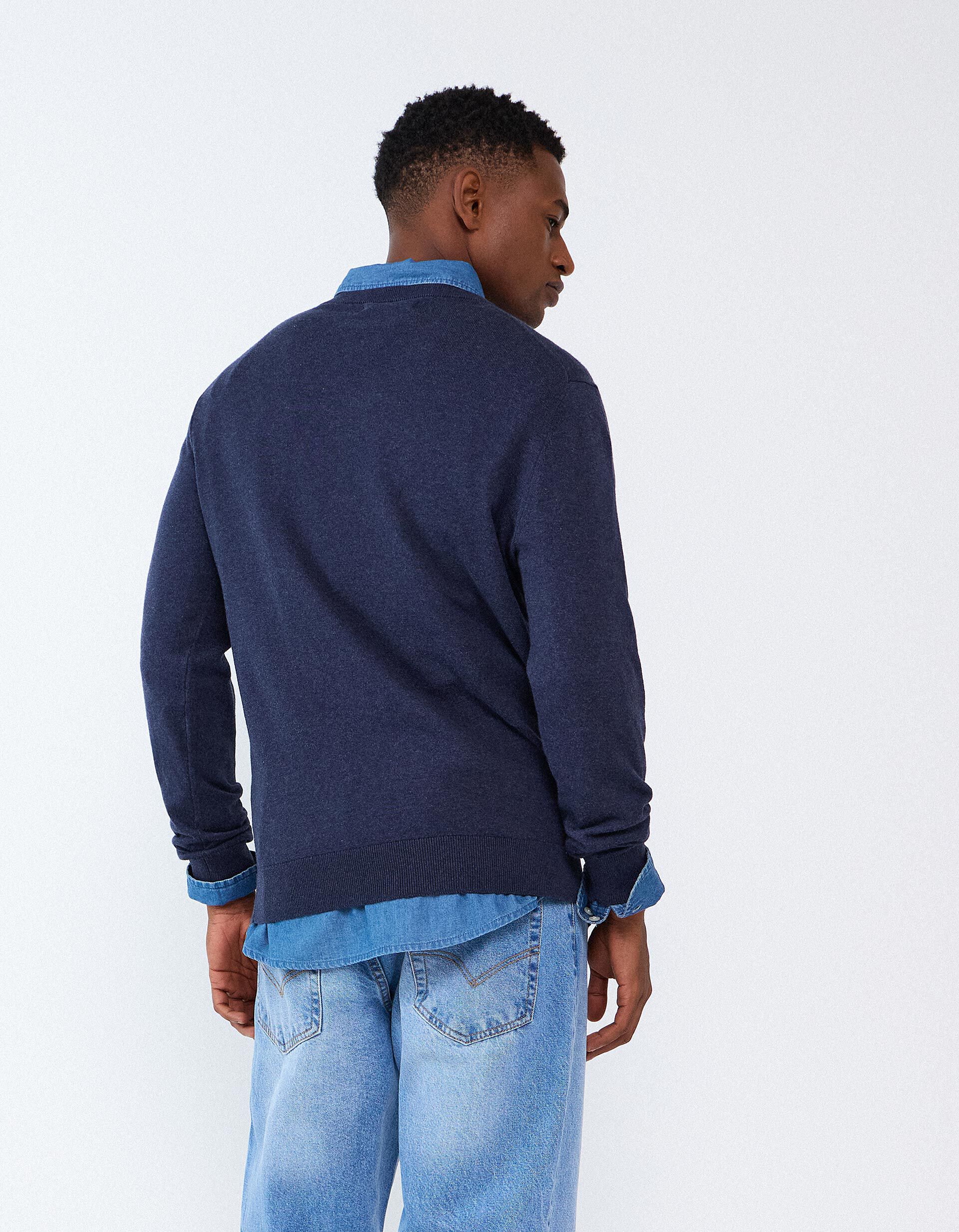 Comprar Online Camisola Com Caxemira, Homem, Azul Escuro