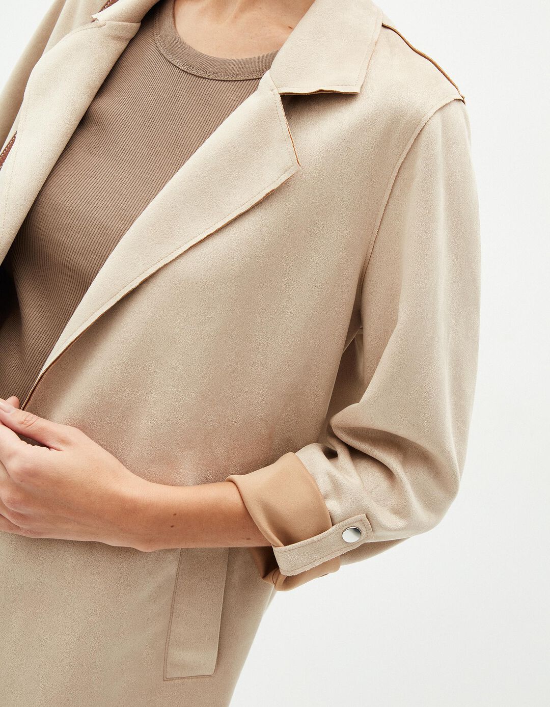 Blazer Efeito Camurça, Mulher, Bege Claro