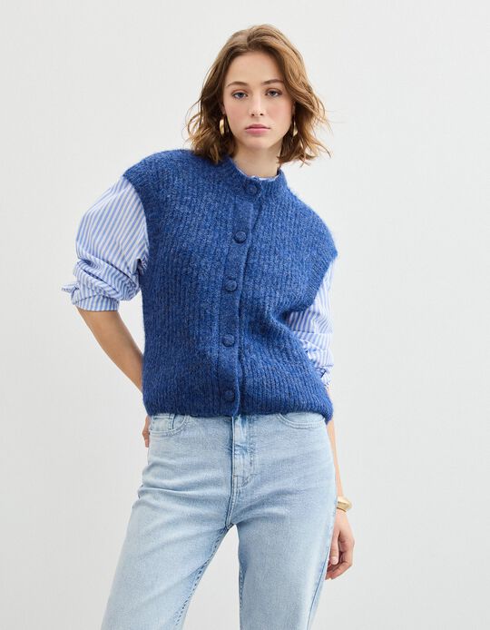 Comprar Online Colete com Lã, Mulher, Azul