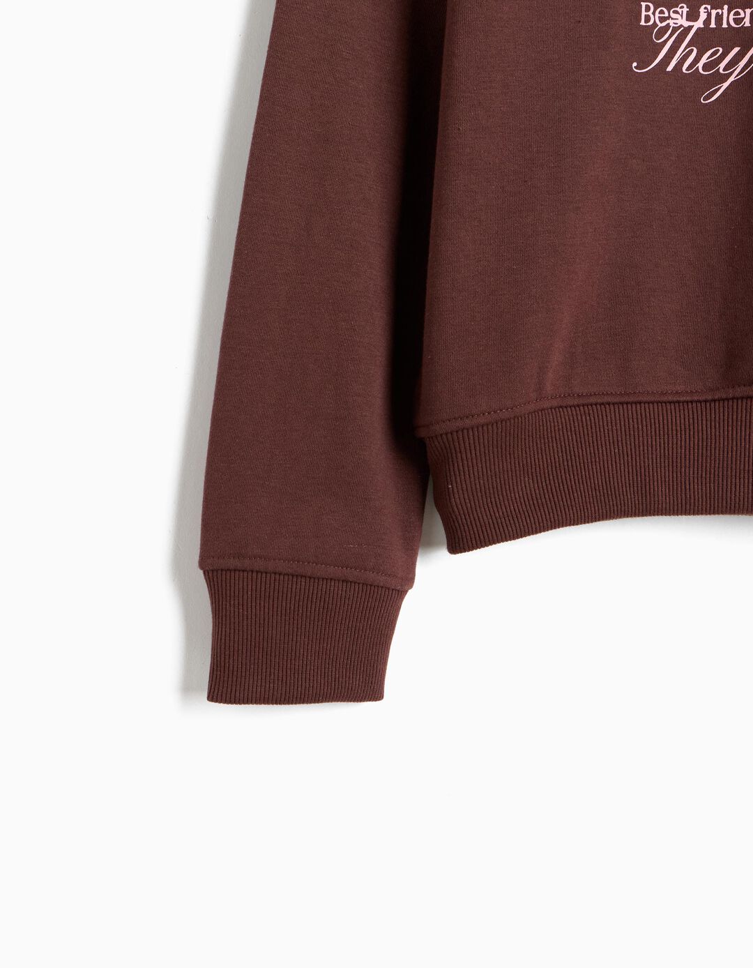 Sweatshirt Estampada, Menina, Castanho