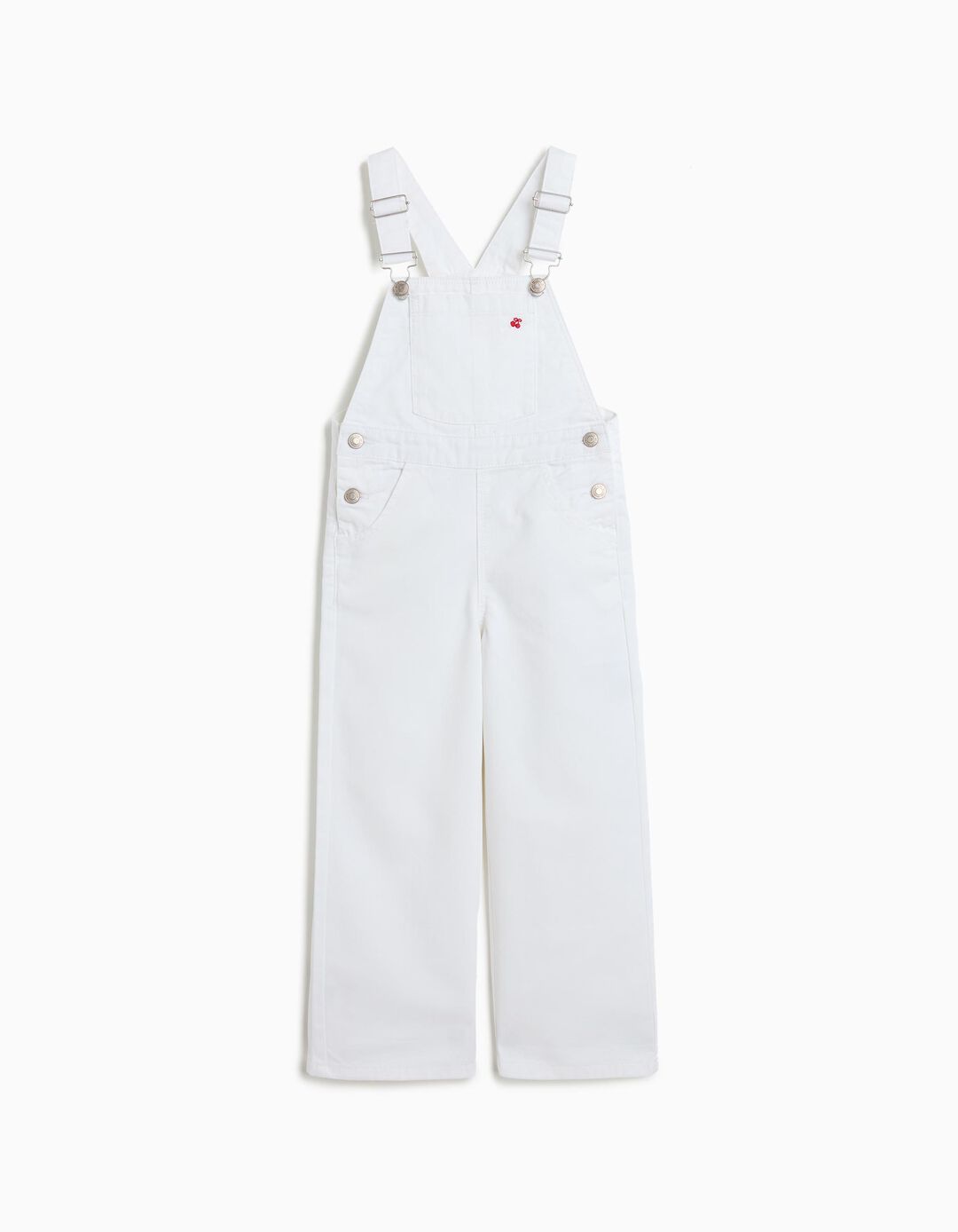 Jardineiras de Ganga 'Wide Leg', Menina, Branco