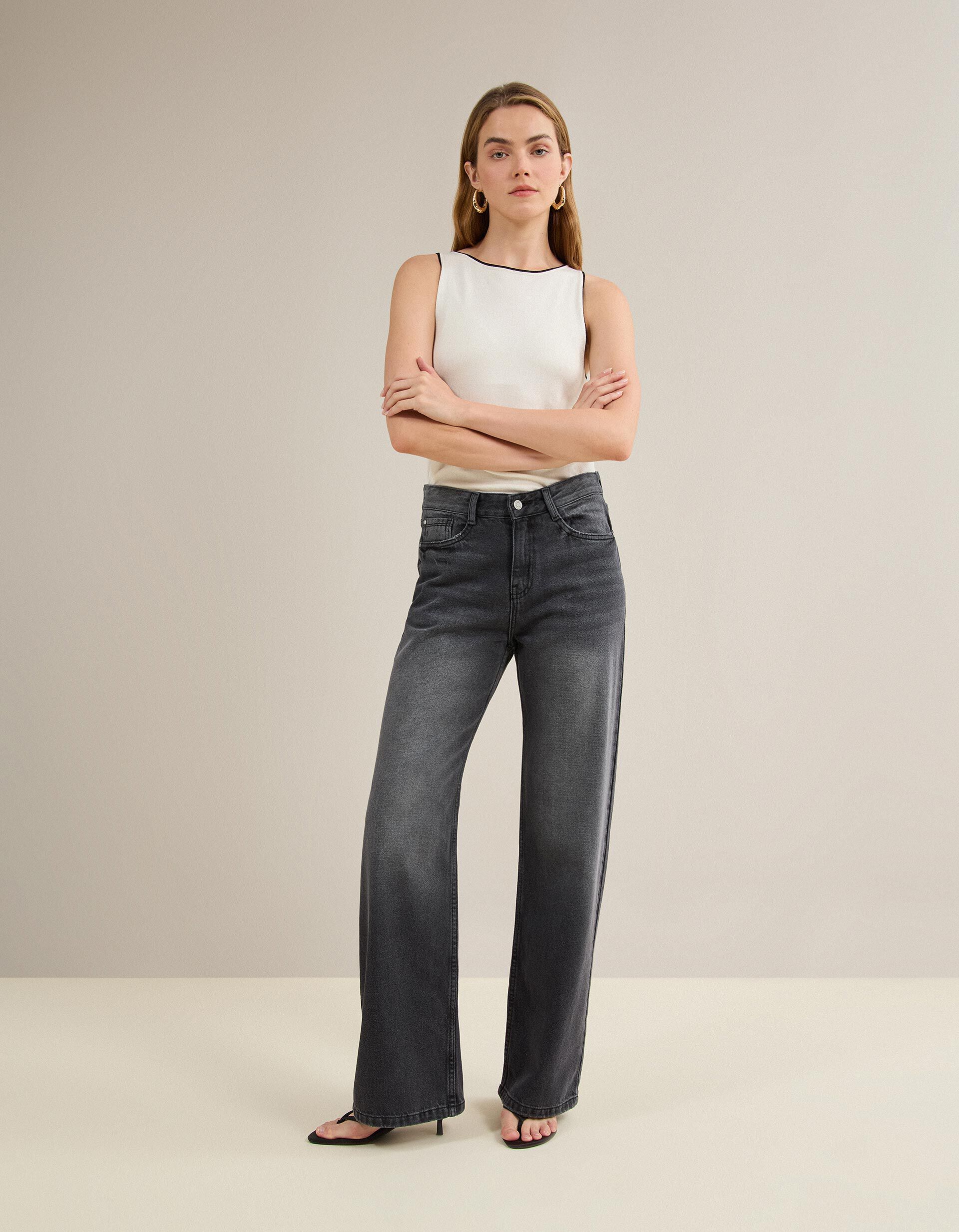Comprar Online Cal&ccedil;as De Ganga 'Wide Leg', Mulher, Cinzento Escuro