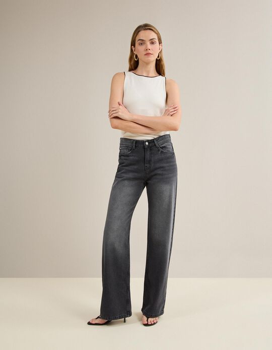 Comprar Online Cal&ccedil;as De Ganga 'Wide Leg', Mulher, Cinzento Escuro
