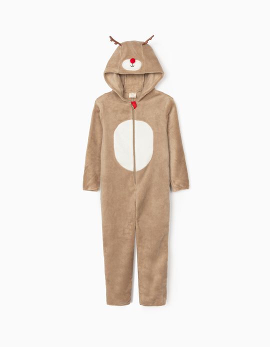 Pijama-Macacão de Natal para Criança e Bebé 'Reindeer', Bege