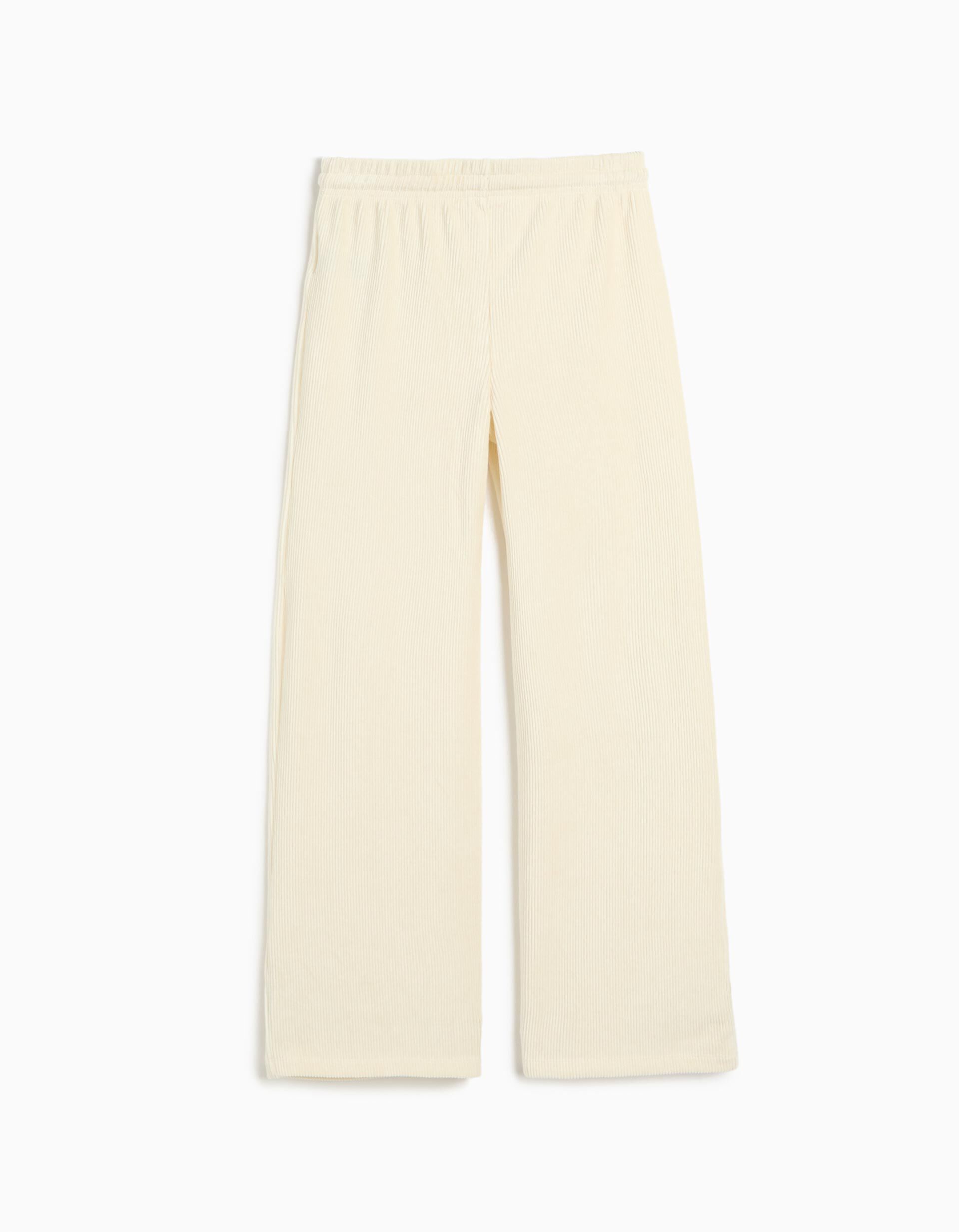 Comprar Online Cal&ccedil;as De Malha Wide Leg, Menina, Bege Claro