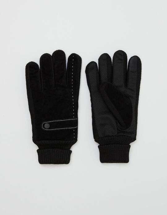 Dual Fabric Gloves, Men, Black
