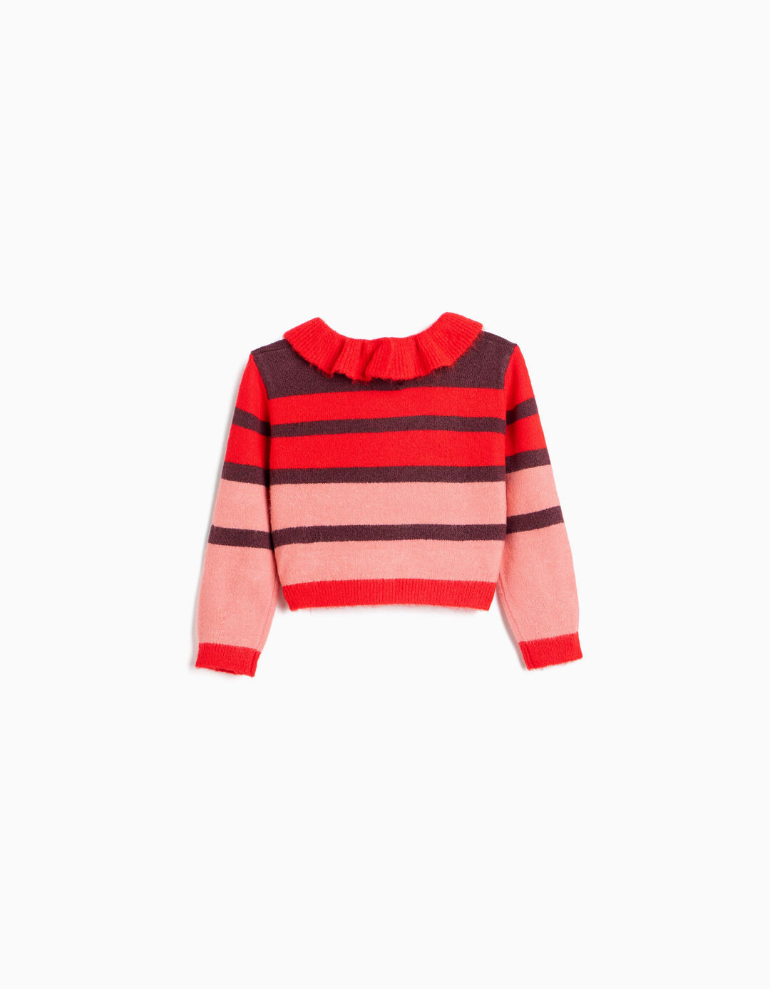 Camisola De Malha &Agrave;s Riscas, Menina, Vermelho Escuro