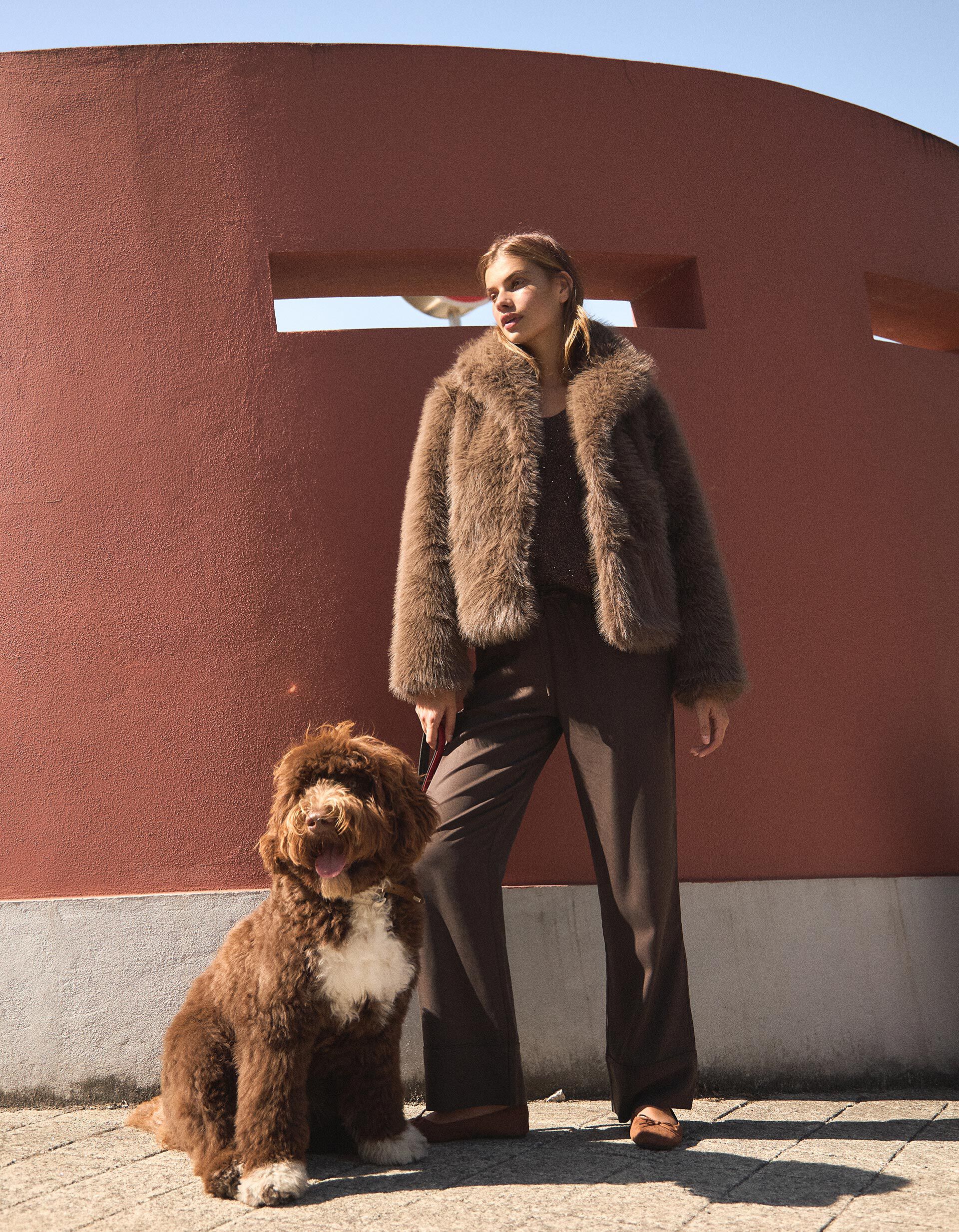 Comprar Online Casaco de Pelo Sint&eacute;tico, Mulher, Castanho