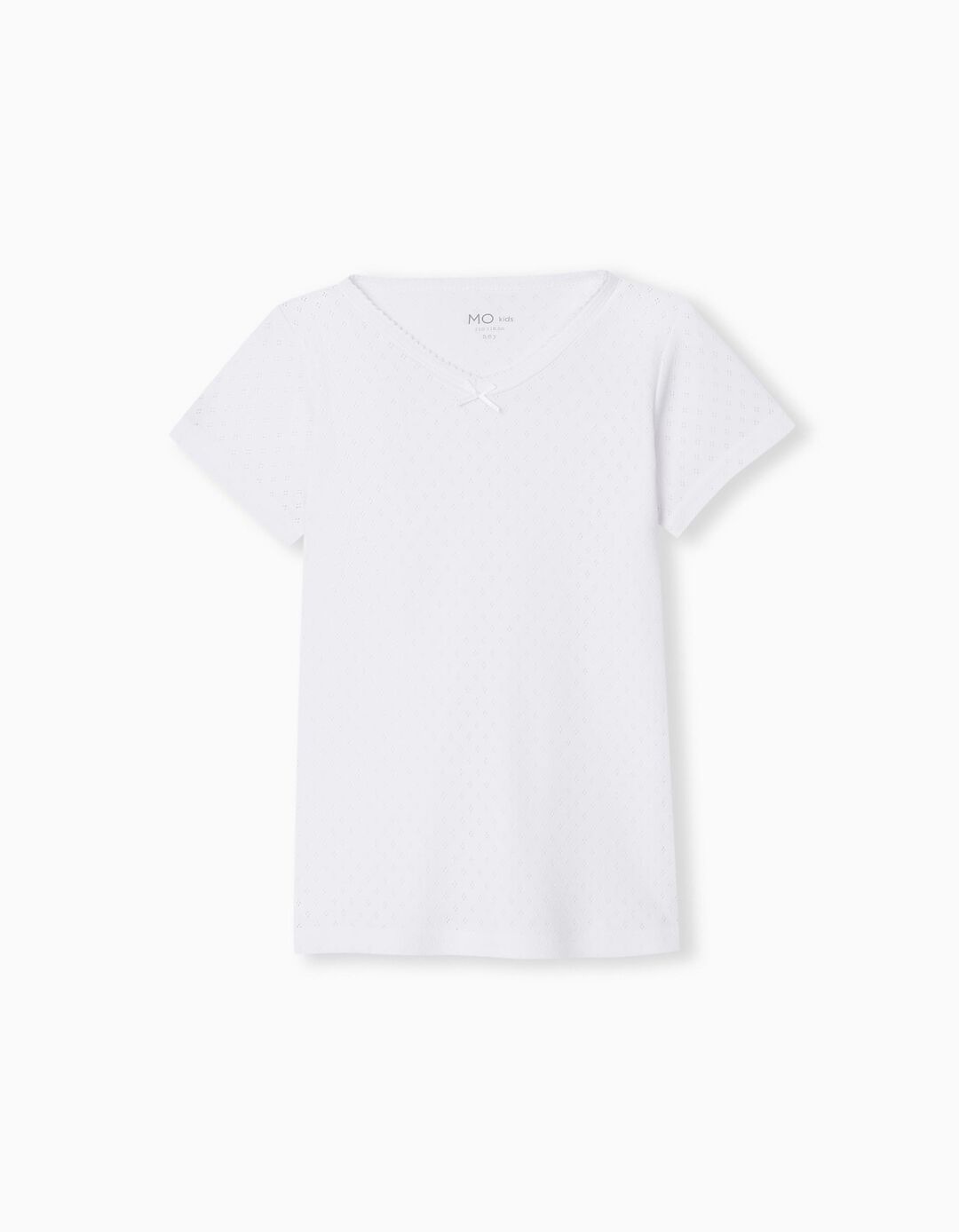 2 Microperforated Short Sleeve Underwear T-shirts Pack, Girls, White