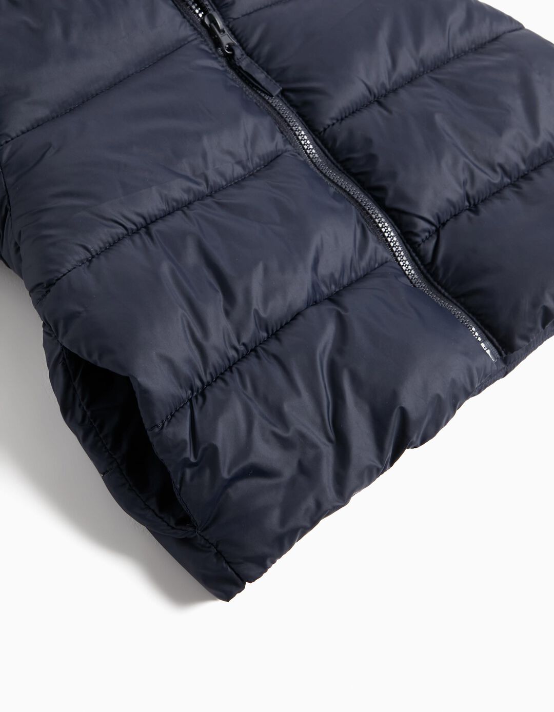 Quilted Hooded Jacket, Baby Girl, Dark Blue