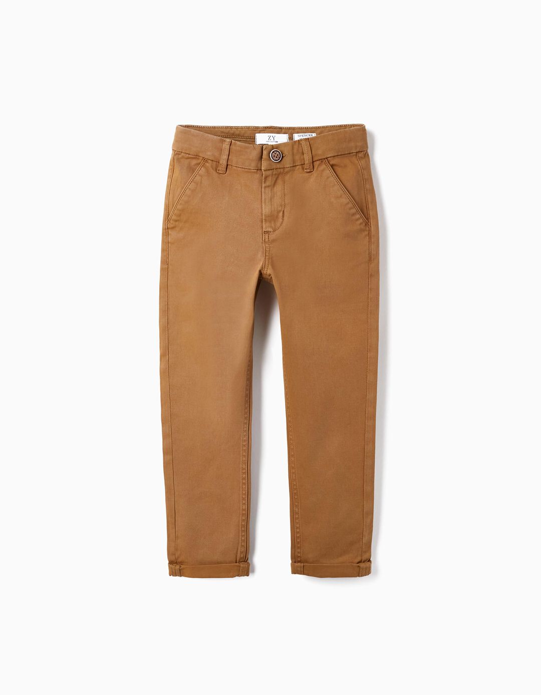 Cotton Chino Trousers for Boys, Camel
