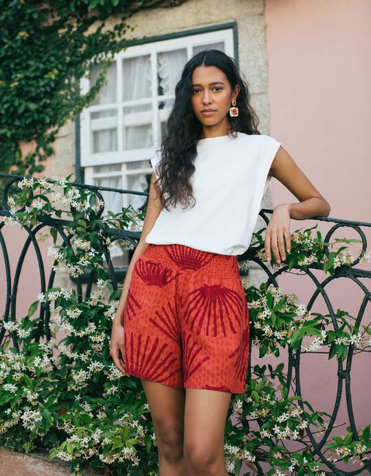 Comprar Online Cal&ccedil;&otilde;es Com Linho, Mulher, Laranja Escuro