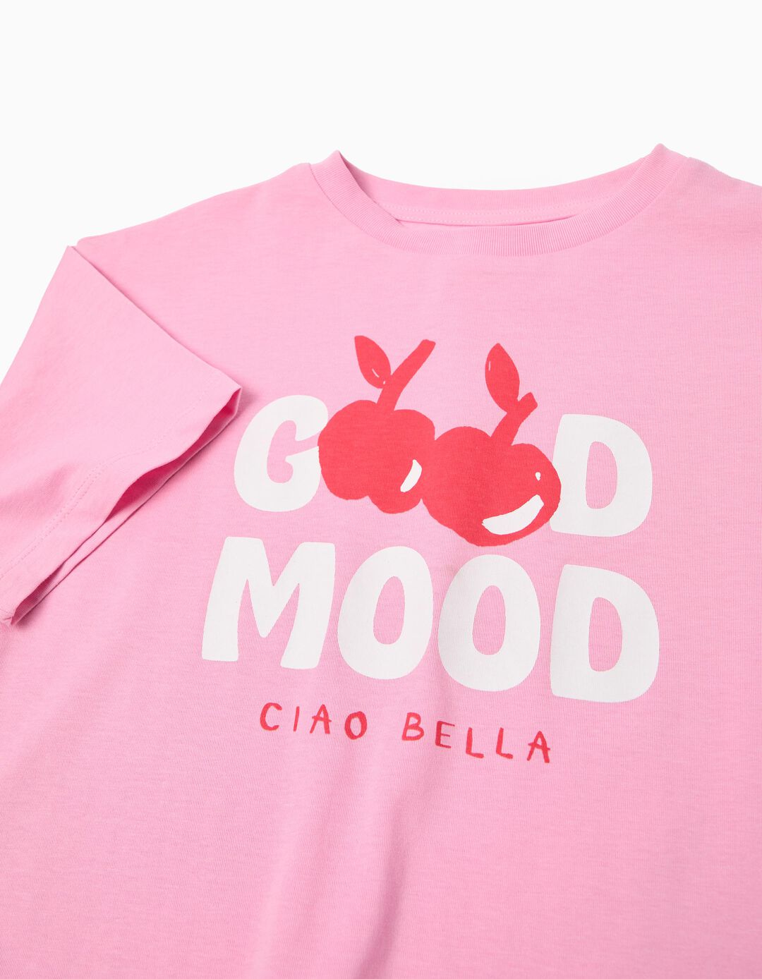 T-shirt Estampada, Menina, Rosa