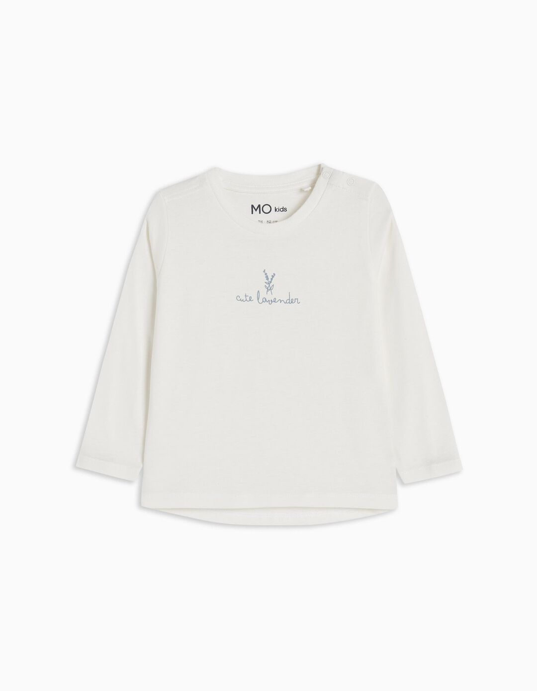 Printed Long Sleeve T-shirt, Baby Girl, White