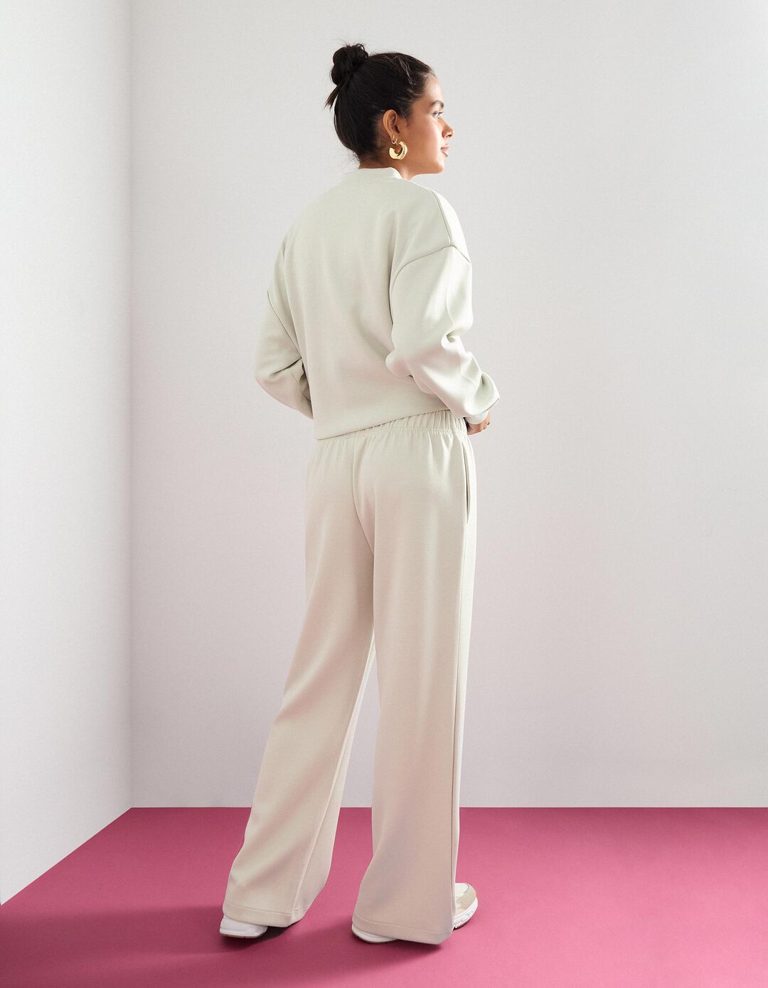 Calças 'Loose Fit', Mulher, Branco