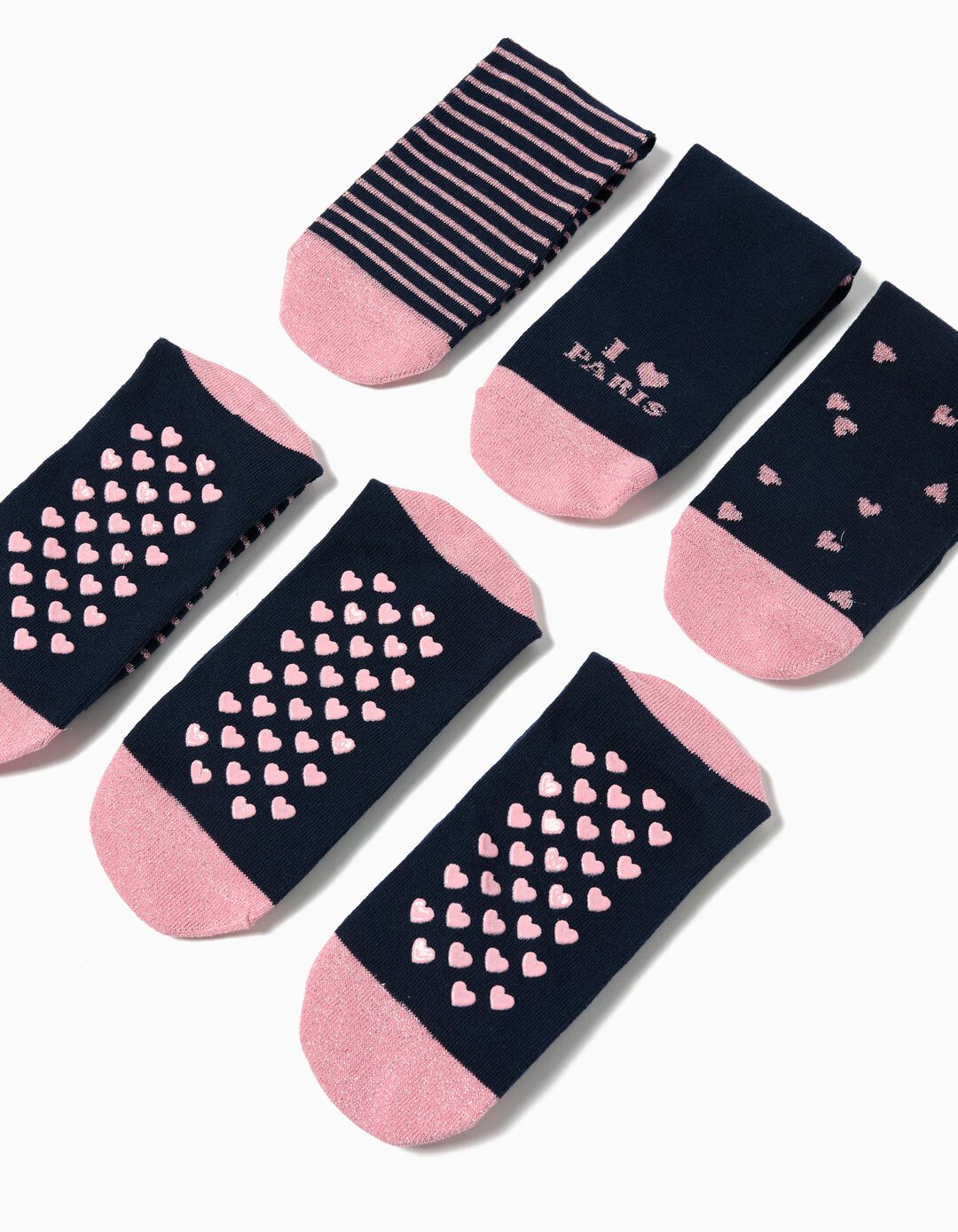 Pack 3 Pares de Meias Antiderrapantes, Menina, Azul Escuro