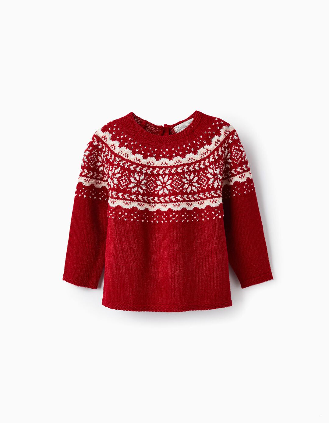 Knitted Jacquard Sweater for Baby Girls, Red