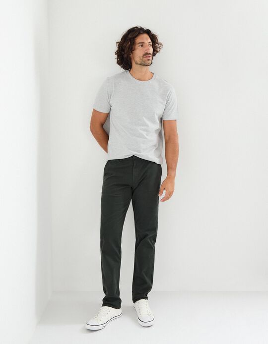Comprar Online Calças Chino Slim, Homem, Verde Escuro