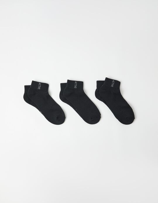 Comprar Online Pack 3 Pares de Meias Tornozelo, Homem, Preto