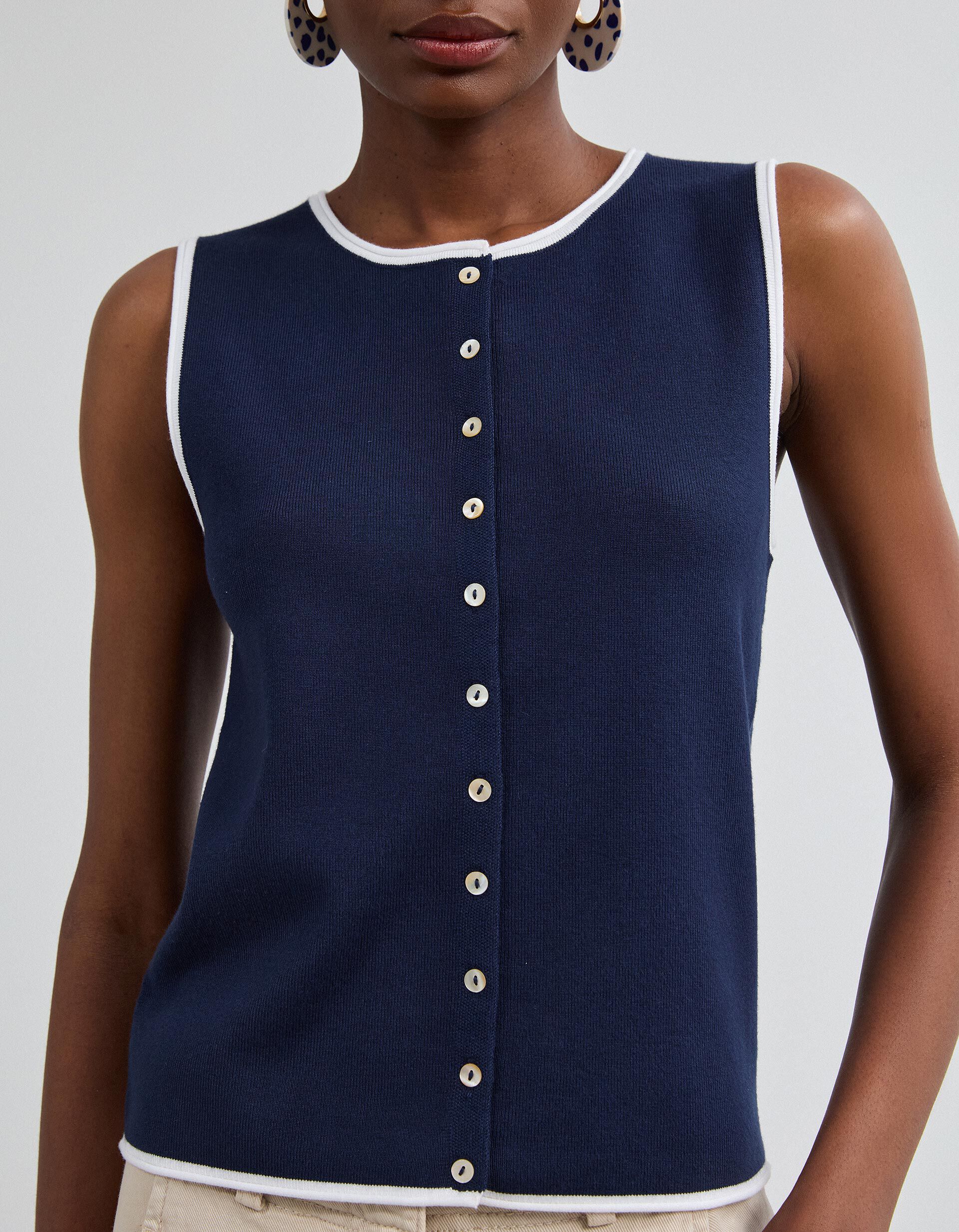 Comprar Online Colete Tricotado, Mulher, Azul Escuro