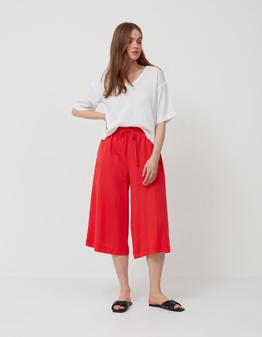 Culottes, Women, Red