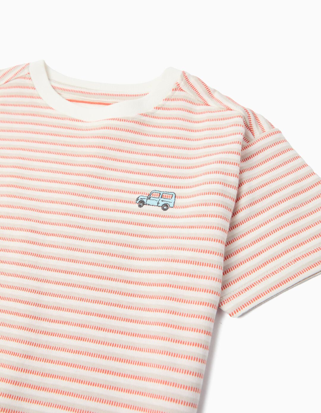 T-shirt &agrave;s Riscas, Menino, Laranja Escuro
