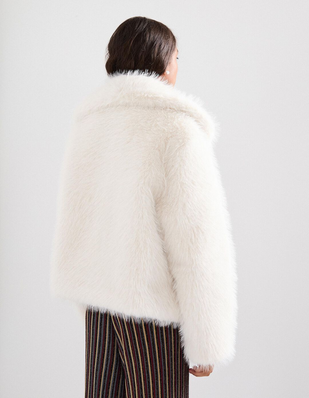 Casaco de Pelo Sintético, Mulher, Branco