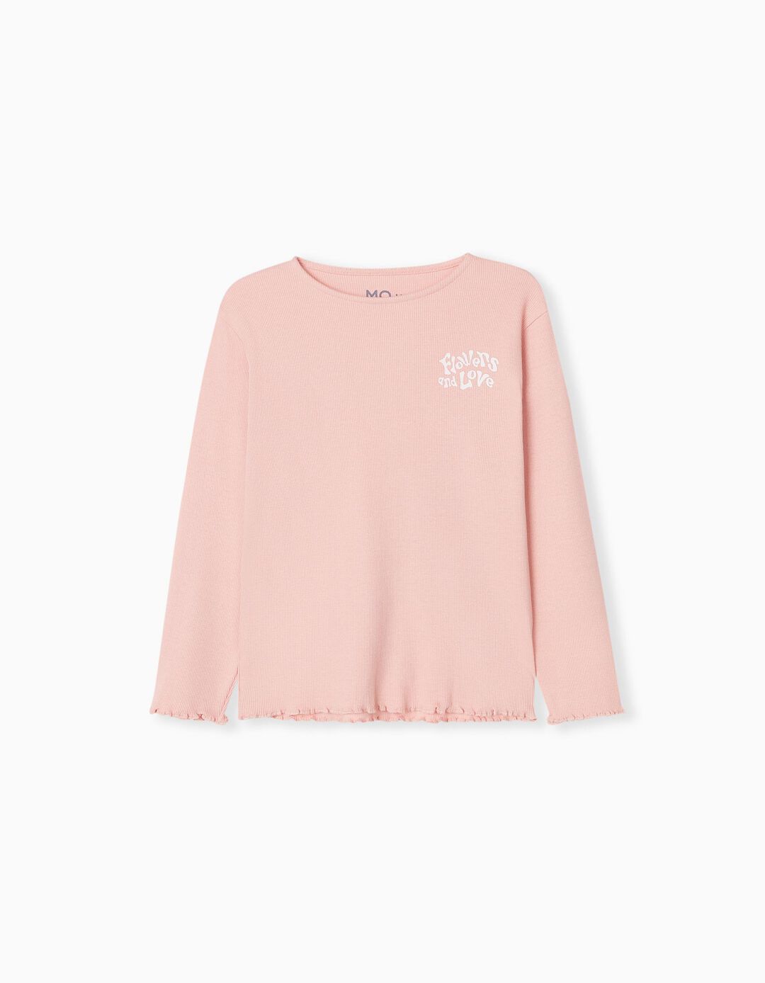 Frills Long Sleeve T-shirt, Girls, Light Pink