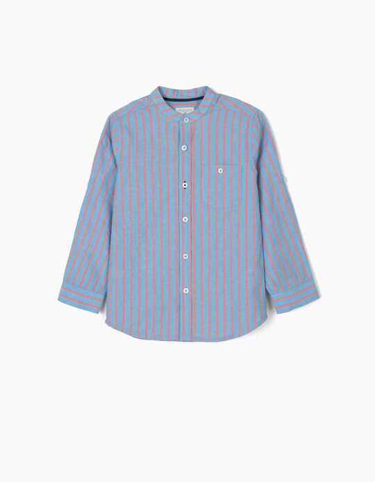 Camisa para Menino 'B&S' com Gola Mao, Azul
